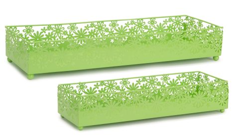 Daisy Trays (Set of 2) 13.5", 17.5"L Metal