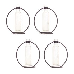 Hanging Vase in Circle Stand (Set of 4)  9"H