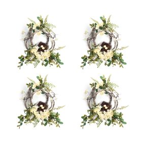 Hydrangea/Bird Nest Wreath (Set of 4) 20"D Polyester/Plastic