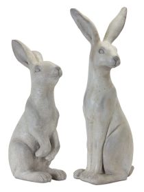 Rabbit (Set of 2) 19.5"H, 24"H Stone Powder