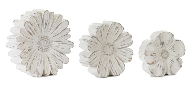 Flower (Set of 3)5"H, 6"H, 7"H Resin/Stone Powder