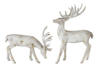 Deer (Set of 2) 11"L x 9"H, 9"L x 13"H Resin