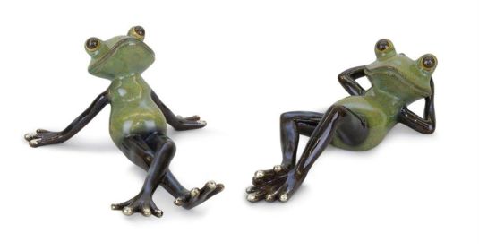 Frog (Set of 2) 7.5"L x 3.5"H, 8"L x 2.5"H Resin