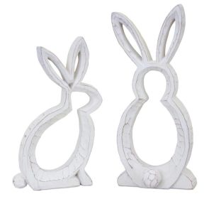 Bunny Outline (Set of 2) 5"L x 9"H, 4.75"L x 10.75"H Resin