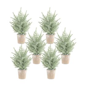 Potted Icy Pine Tree (Set of 6) 12"H Plastic/Paper