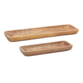 Tray (Set of 2) 18.25"L x 7"W, 27"L x 8.25"W Mango Wood