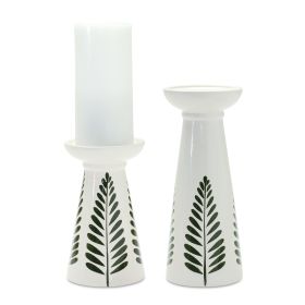 Candle Holder (Set of 2) 7"H, 10"H Ceramic