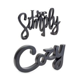 Cozy and Simply Sign (Set of 2) 8.25"L x 5"H, 9.75"L x 5"H Resin