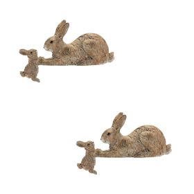 Rabbit with Bunny (Set of 2) 8.75"L x 4"H Resin