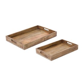 Tray (Set of 2) 15"L x 9.75"W, 18.25"L x 11.75"W Wood