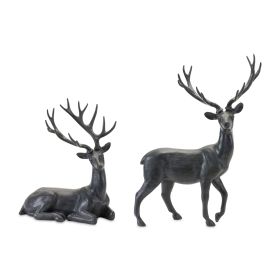 Deer (Set of 2) 11.5"L x 14"H, 12.75"L x 18"H Resin