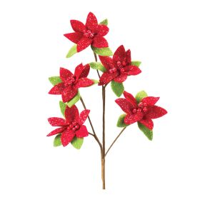 Poinsettia Spray (Set of 6) 26"H Polyester