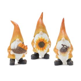 Fall Gnome (Set of 3) 7.25"H, 7.75"H, 8"H Resin