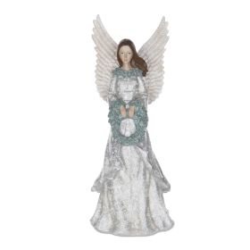 Angel w/Wreath 18.5"H Resin