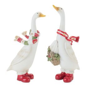 Christmas Goose (Set of 4) 6"H, 6.5"H Resin