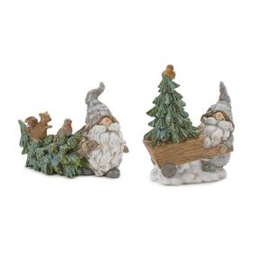 Gnome (Set of 2) 5.75"L x 4.5"H, 5.5"L x 6.75"H Resin