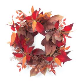 Fall Leaf Wreath 19"D Polyester