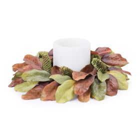 Magnolia Leaf Candle Ring 17"D Polyester (Fits a 6" Candle)