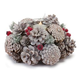 Pine Cone Votive Holder (Set of 6) 4"H Foam/Cone/Glass