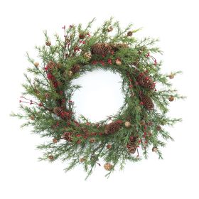 Pine w/Berry & Cone Wreath 26"D Plastic