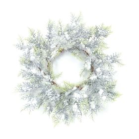 Snowy Cedar Wreath 15"D Plastic