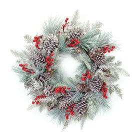 Pine/Berry/Cone Wreath 27"D Plastic