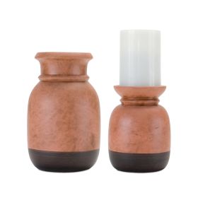 Candle Holder (Set of 2) 6.25"H, 8.25"H Ceramic