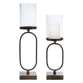 Candle Holder (Set of 2) 15.75"H, 18"H Iron/Glass