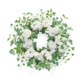 Hydrangea and Ivy Wreath 21.5"D Polyester