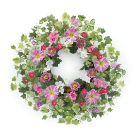 Mixed Floral Wreath 24.5"D Polyester