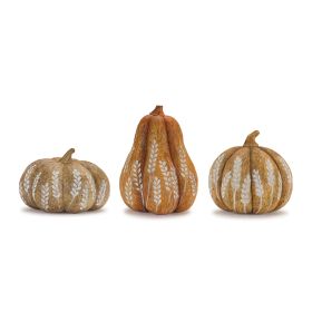 Pumpkin (Set of 3) 4.5"H, 6"H, 7.5"H Resin