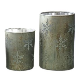 Candle Holder (Set of 2) 5"H, 7"H Glass