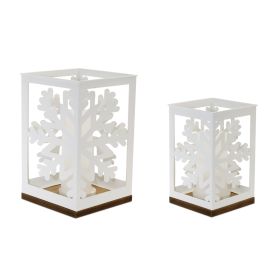 Snowflake Candle Holder (Set of 2) 9"H, 12"H Iron/MDF