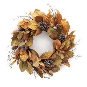 Magnolia Leaf Wreath 27.5"D Polyester