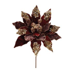 Poinsettia Stem (Set of 2) 28"H Velvet