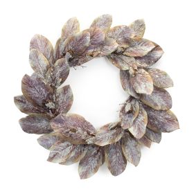 Frosted Magnolia Leaf Wreath 25.5"D Polyester