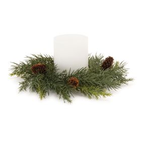 Pine Candle Ring (Set of 2) 10"D Plastic (Fits a 3" Candle)