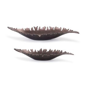 Leaf Bowl (Set of 2) 17.5"L x 6.5"W x 2.5"H, 18"L x 6.25"W x 2.5"H Aluminum