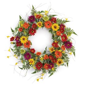 Mixed Floral Wreath 20"D Polyester/Plastic