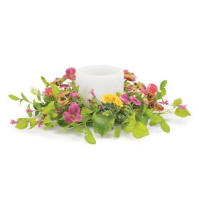 Pansy Candle Ring 20"D Polyester  (Fits a 6" Candle)