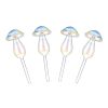 4Pcs Clear Glass Plant Watering Globes Iridescent Rainbow Gradient Mushroom Self-Watering Container