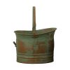 Tinged Metal Bucket Planter With Handles, Patina Rust Finish, Green, Set of 3