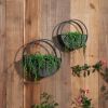 S/2 METAL 9/12" ROUND WALL PLANTERS, BLACK