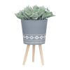 S/2 10/12" DIAMOND PLANTER W/ WOOD LEGS, GRAY (KD)