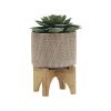 S/2 5/8" MESH PLANTER W/ STAND, TAN