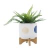 S/2 5/8" FUNKY PLANTER W/ STAND, WHITE