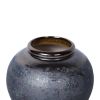 Vintage Smoke Ceramic Vase 8.7"D x 8.7"H - Artisanal Piece for Your Home