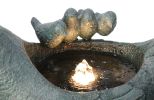 18.7x10.6x28.5" Decorative Gray Bird Pedestal Outdoor Water Fountain with Light and Pump