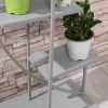 5 Tier Metal Plant Stand with Hangers, Half Moon Shape Flower Pot Display Shelf for Living Room Patio Garden Balcony Decor, Gray