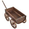 Wood Wagon Planter Pot Stand with Wheels